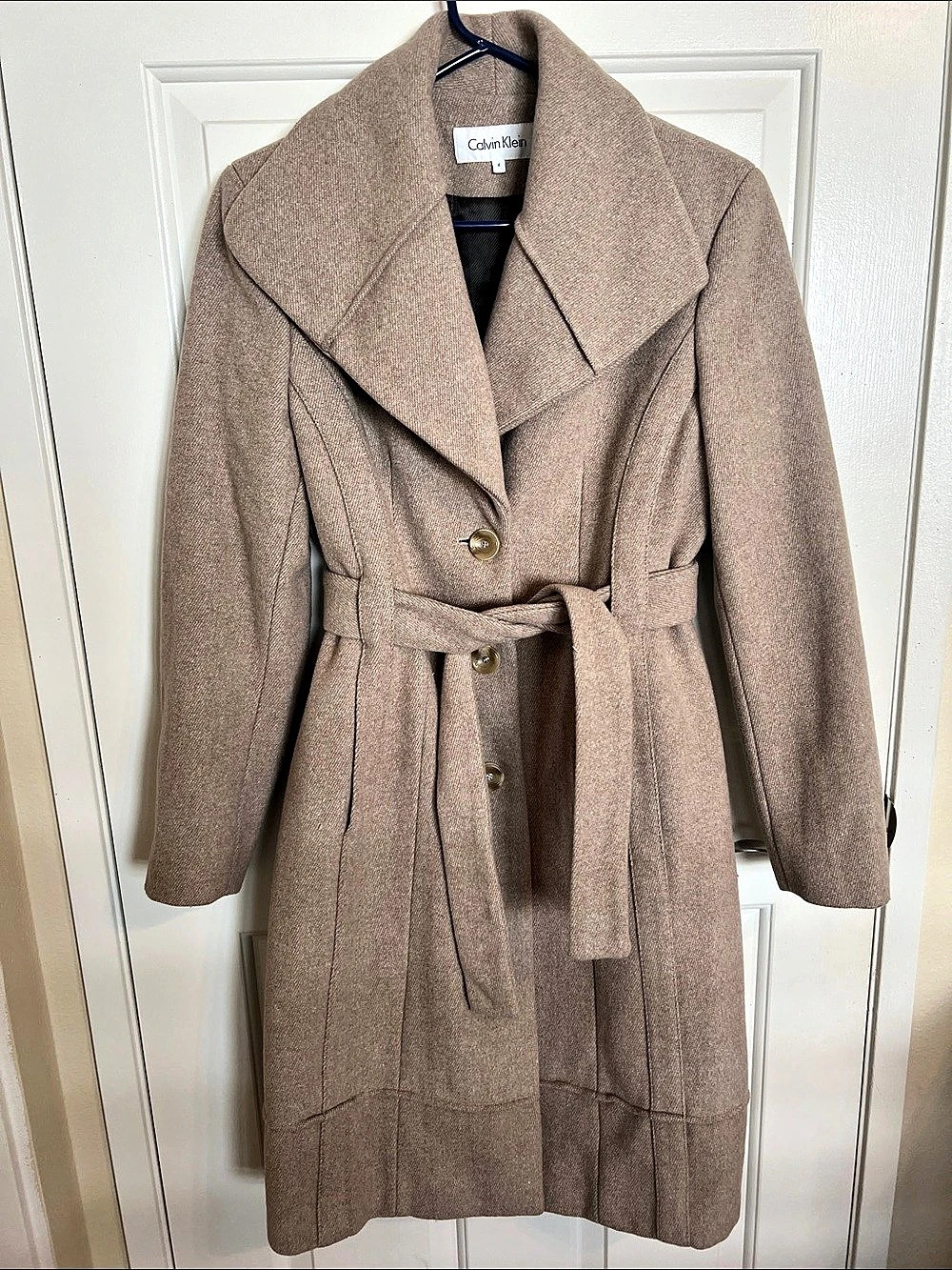 Calvin Klein Belted Trench Coat in Brown Size 4 Like New